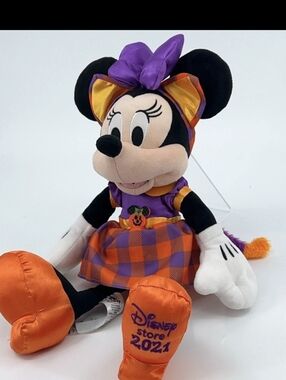 Disney Store 2021 Halloween Minnie Mouse With Cat Ears 15” Plush